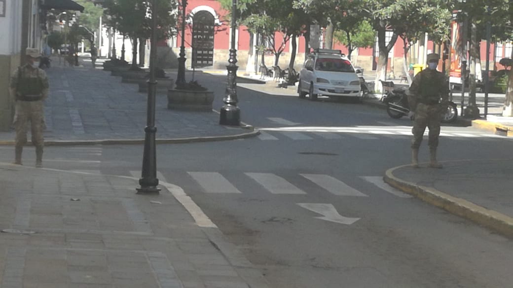 Así se ven algunas calles del centro de Tarija en el segundo día de confinamiento total