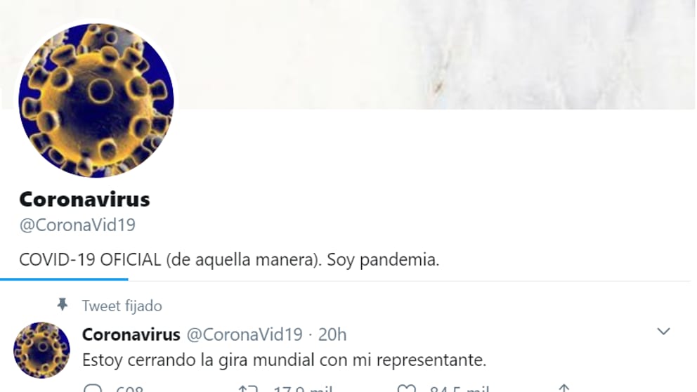 El coronavirus se creó una cuenta en Twitter