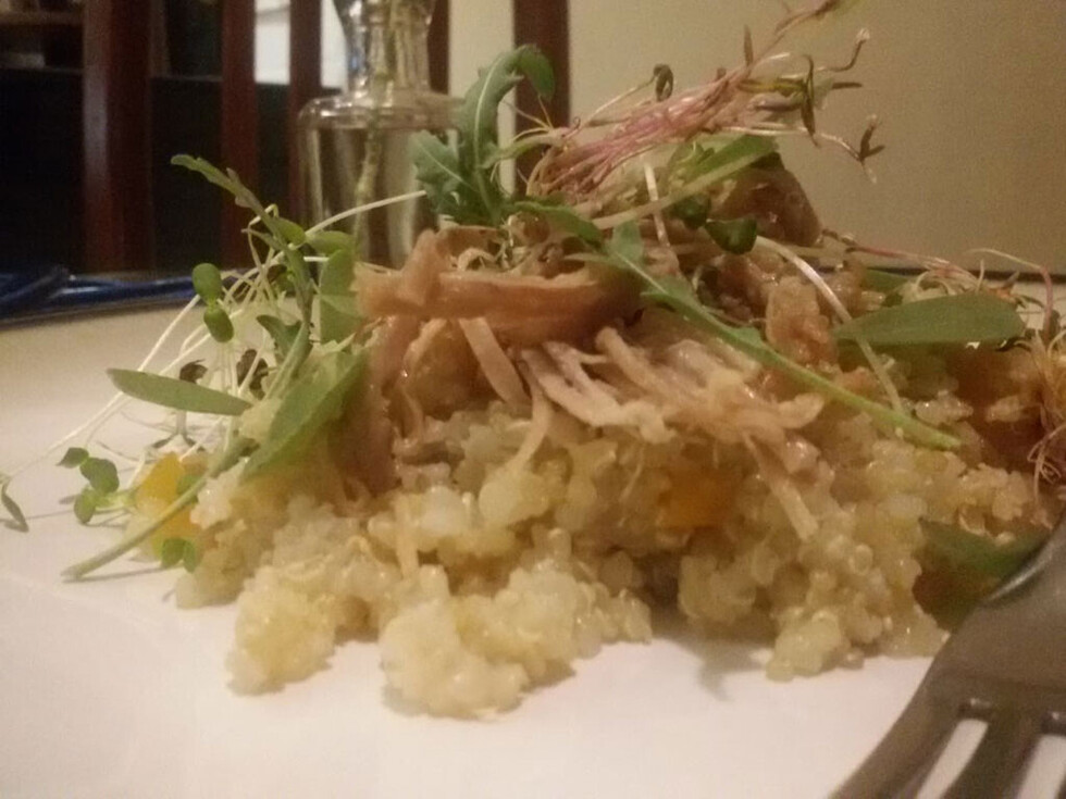 Sugerencia del chef Ensalada microgreen con base de quinua  y tiernizado de res