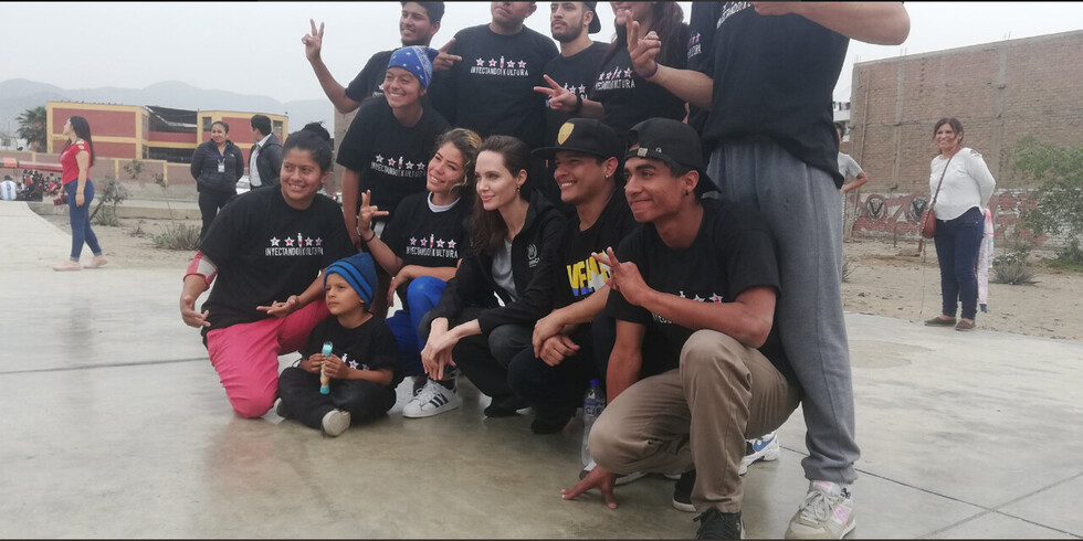 Angelina se reune en Perú con refugiados venezolanos