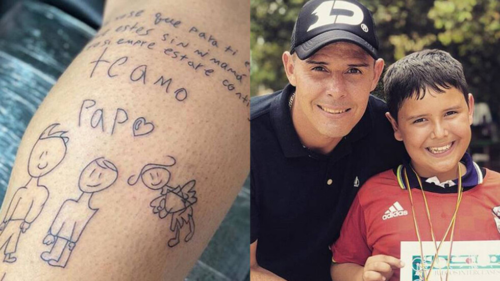 Futbolista se tatuó el dibujo de su hijo