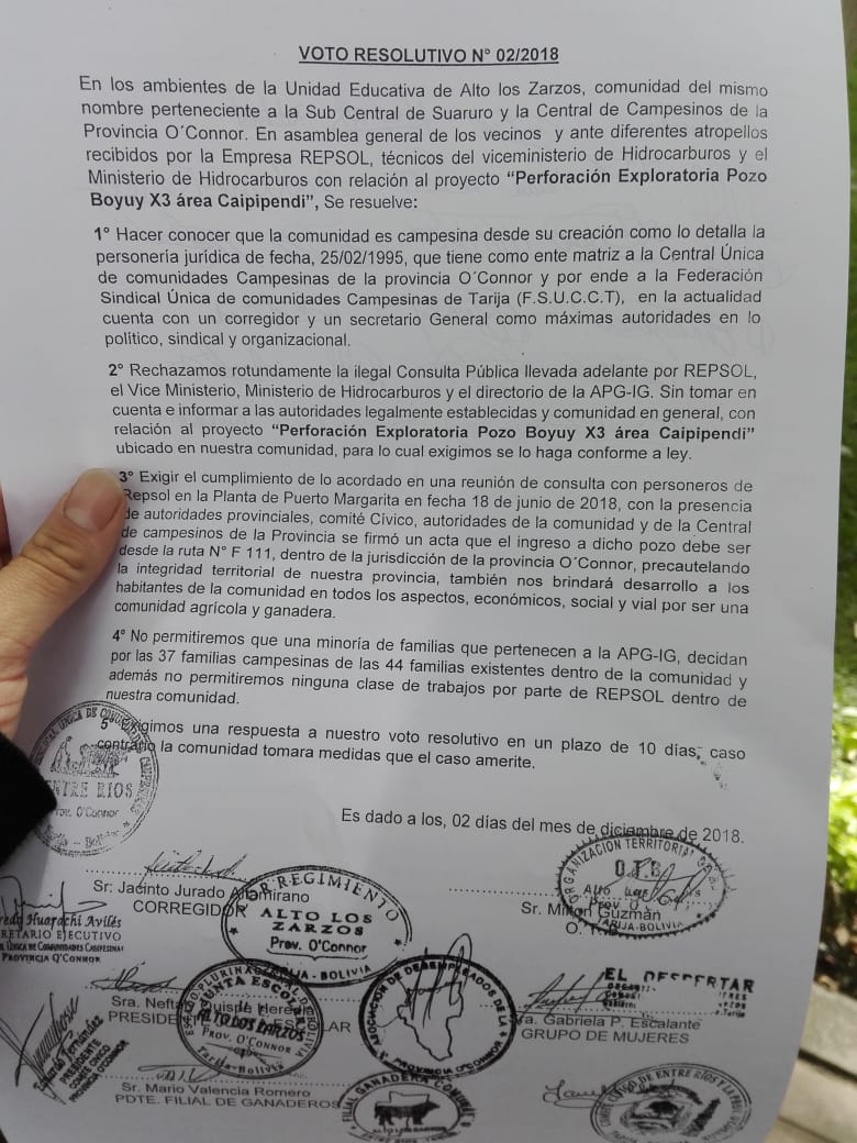 Comunarios de O`Connor muestran disconformidad con la carretera del proyecto Boyuy X3