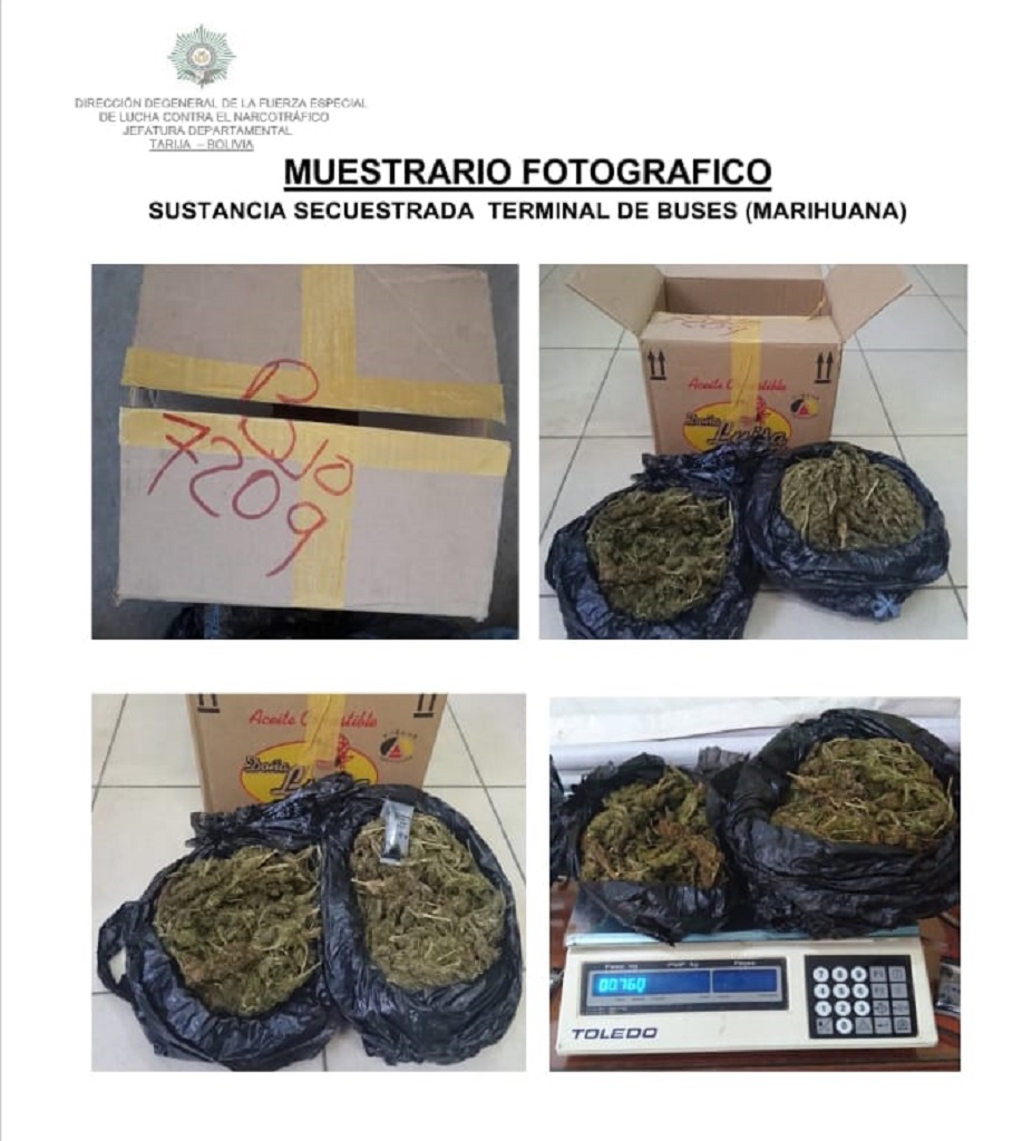 FELCN encontró marihuana en la terminal de buses