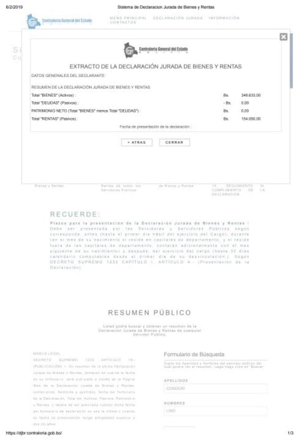 Lino no consignó sus “terrenitos” en su declaración de patrimonio