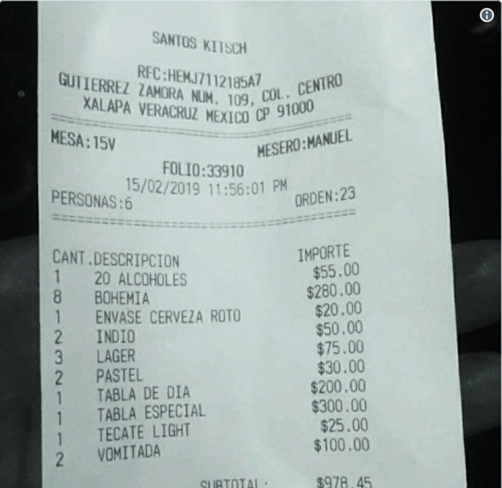 Fue a bar y le cobraron hasta el vomito