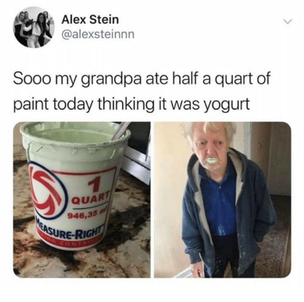 Abuelo tomó pintura pensando que era yogurt