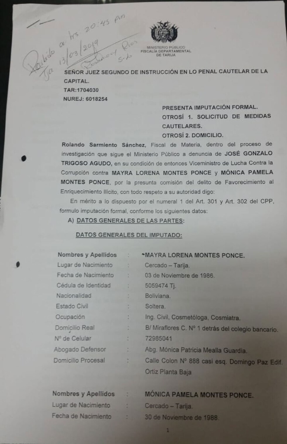 Imputan a hijas de Montes por enriquecimiento ilícito