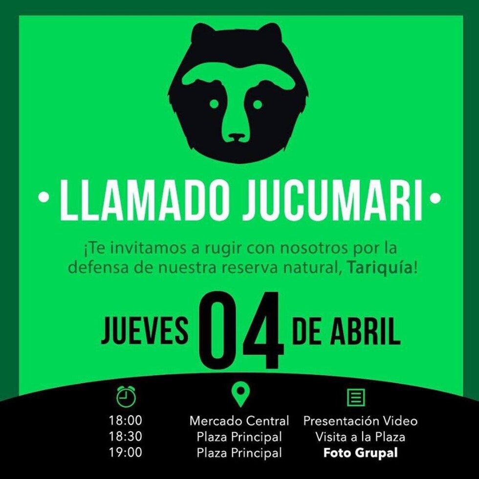 "Jucumaris" convocan a movilización en defensa de Tariquía
