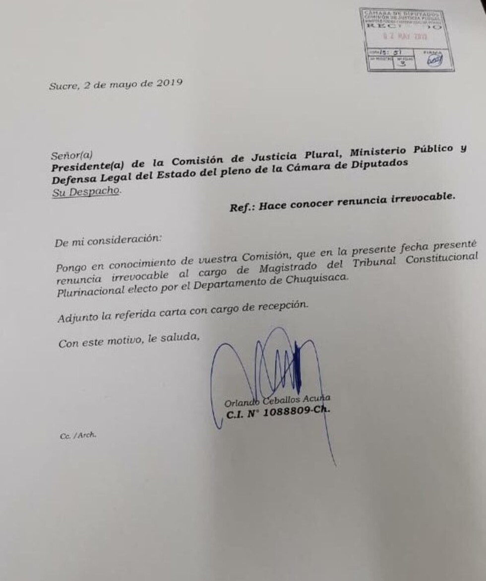 Orlando Ceballos renuncia al TCP, en medio de procesos tras ser denunciado de violencia