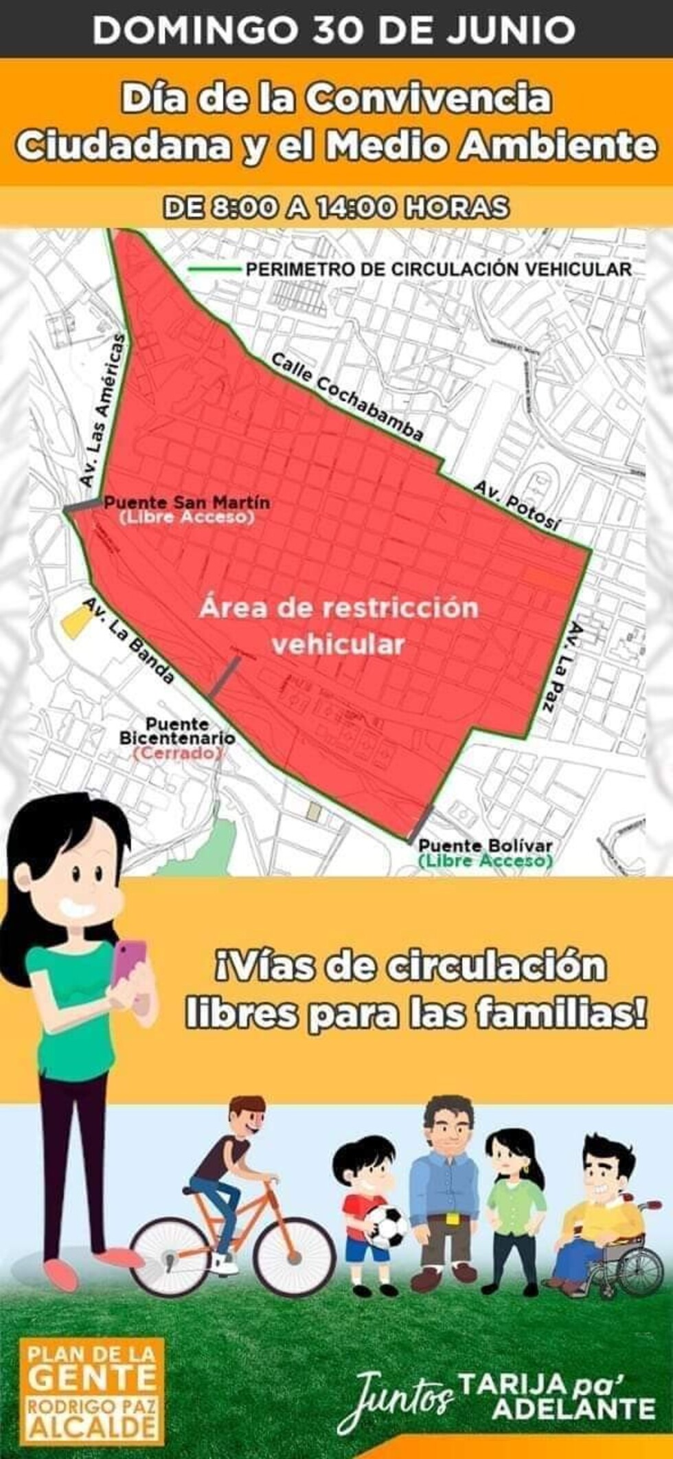Día de la convivencia ciudadana impedirá acceso al centro de la ciudad el domingo