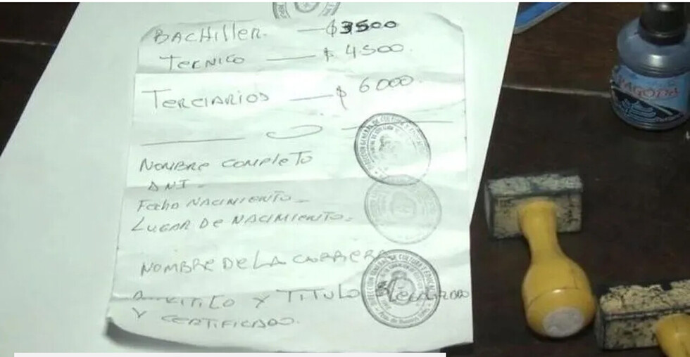 Vendían títulos secundarios y universitarios por 20 “lucas”