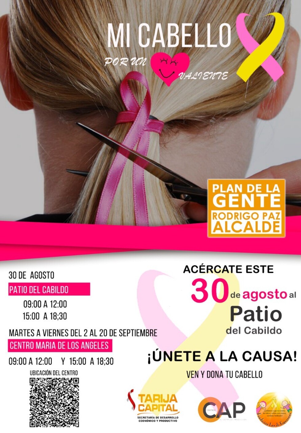 Campaña de recolección de cabello para personas con cáncer tendrá lugar el 30 de agosto en Tarija