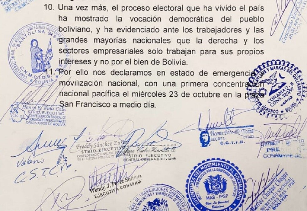 Conalcam instruye salir a las calles y carreteras para defender victoria de Morales