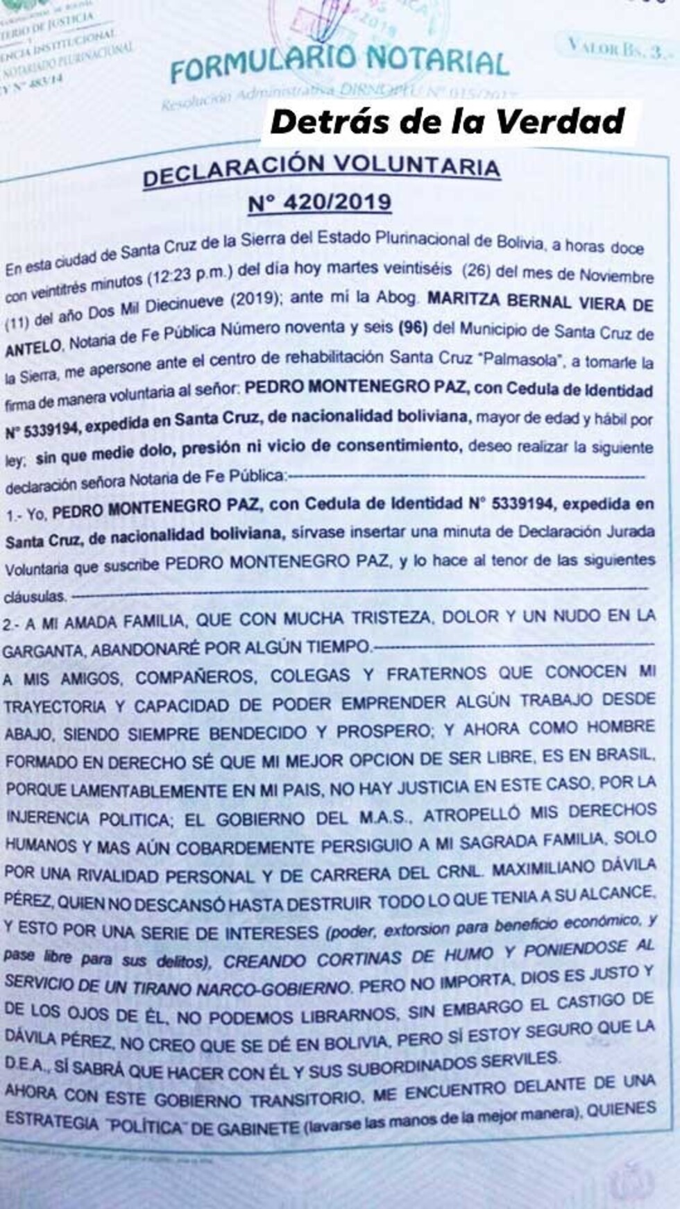 Montenegro dejó una carta antes de ser extraditado: acusa a exjefe antidroga y se queja de gobiernos