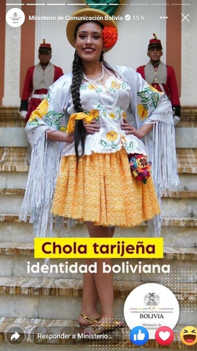 Ministerio de Comunicación llama "chola tarijeña" a la mujer chapaca