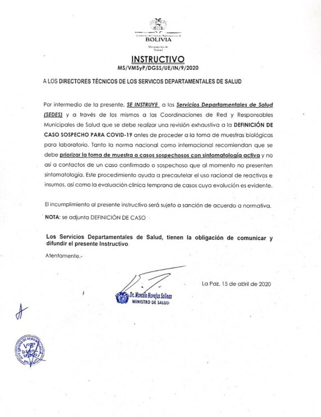 Pando acusa al Ministro Navajas de atentado contra la salud por instruir 'ahorrar' en pruebas