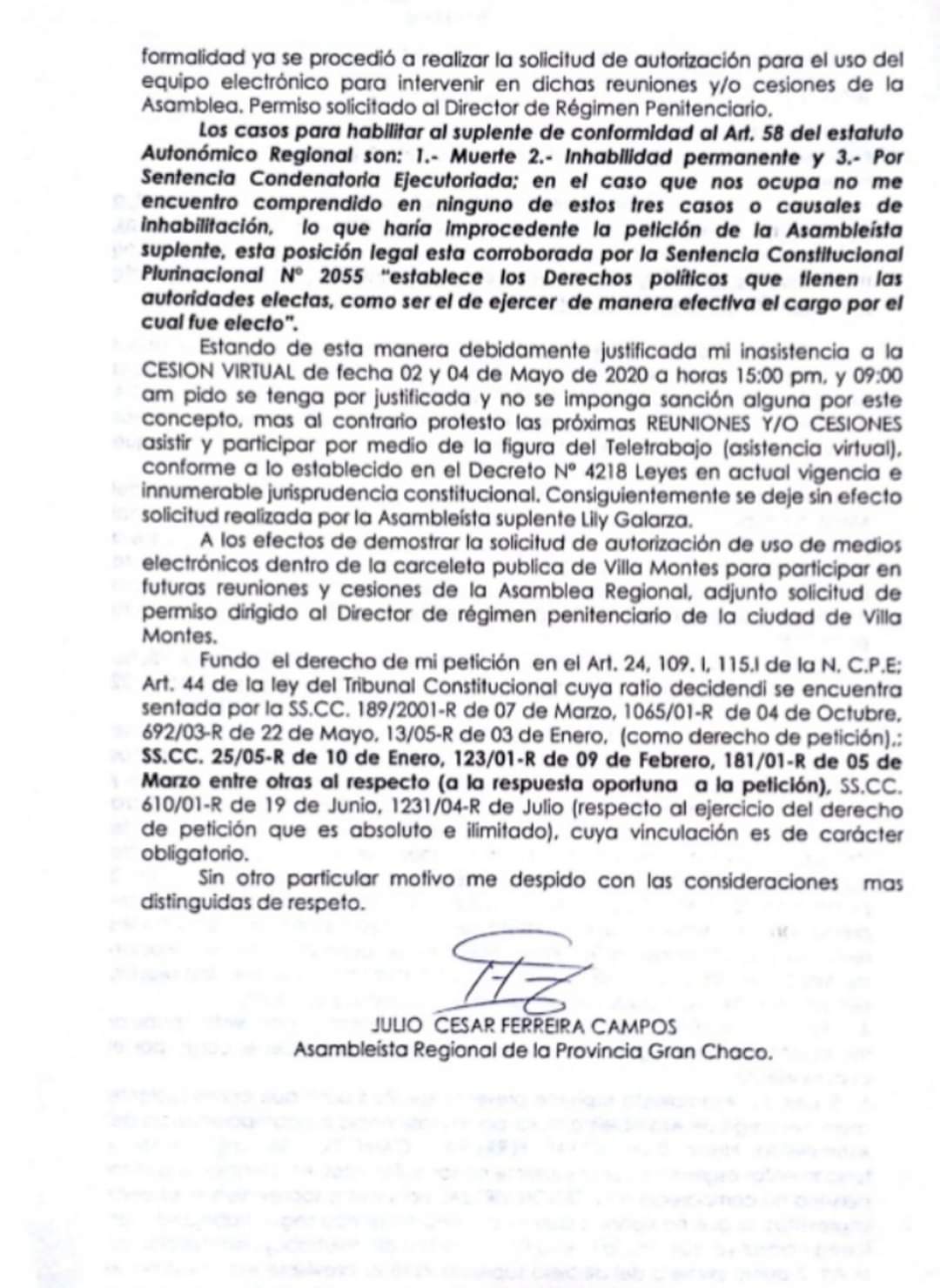 Asambleísta detenido por violación pide sesionar desde la cárcel