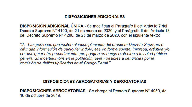 Áñez amplía alcance de dos decretos contra la información por Covid-19