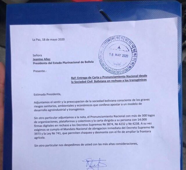 300 organizaciones y 14 mil ciudadanos rechazan eventos transgénicos aprobados por Jeanine Añez