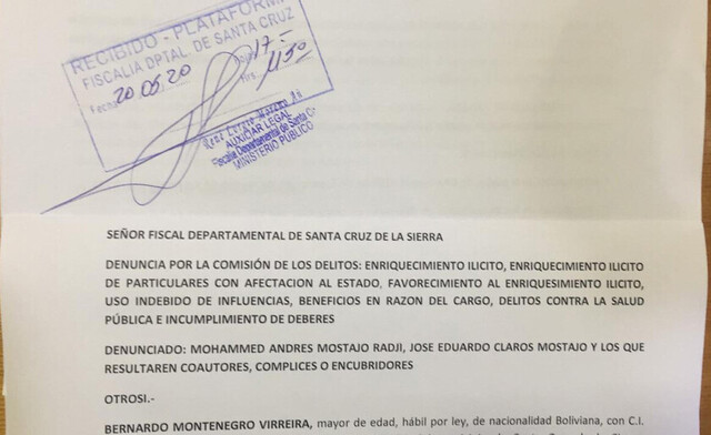 Denuncia formal pide investigar a Mohammed Mostajo por caso respiradores