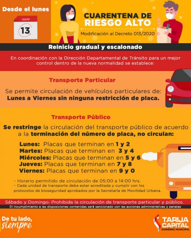 Alcaldía de Tarija establece nuevas disposiciones para transporte público y privado