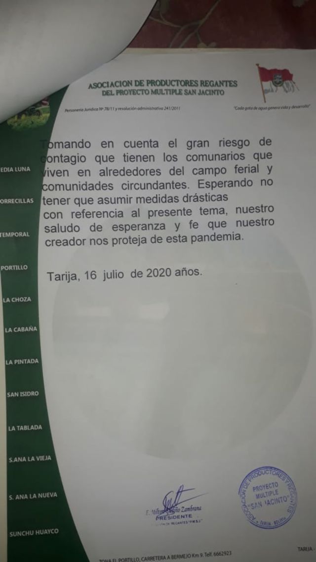 Voto resolutivo Asociación de Regantes de San Jacinto