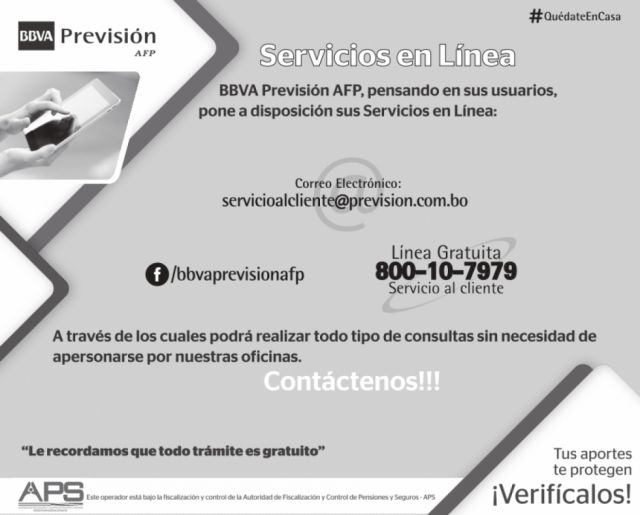 BBVA Previsión AFP lanza su servicio en línea en diferentes plataformas  de el país