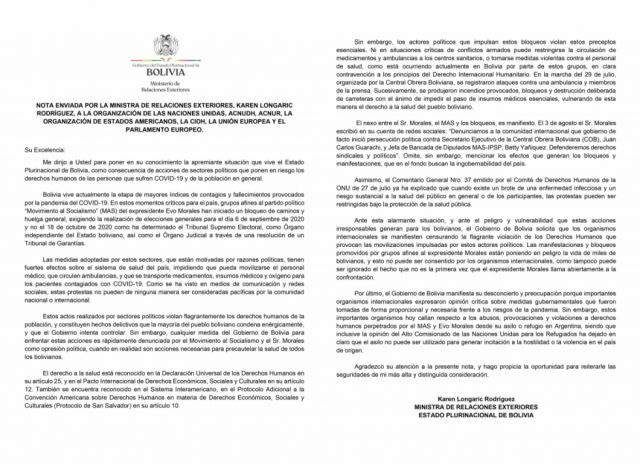 Cancillería plantea denuncia internacional por protestas y bloqueos en Bolivia