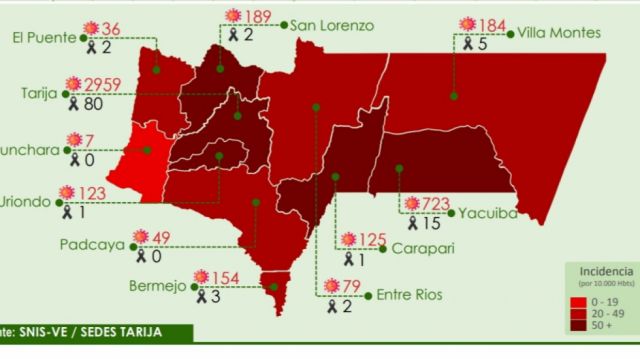 Nueve municipios de Tarija  mantienen riesgo alto de Covid