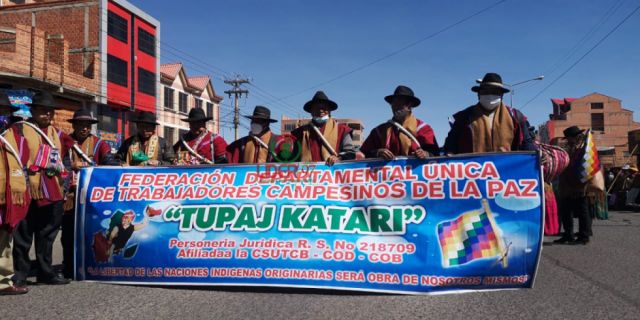 Campesinos piden en La Paz la renuncia de Áñez