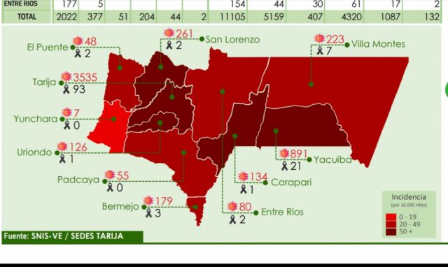 Covid, cinco municipios de Tarija bajan a riesgo medio 