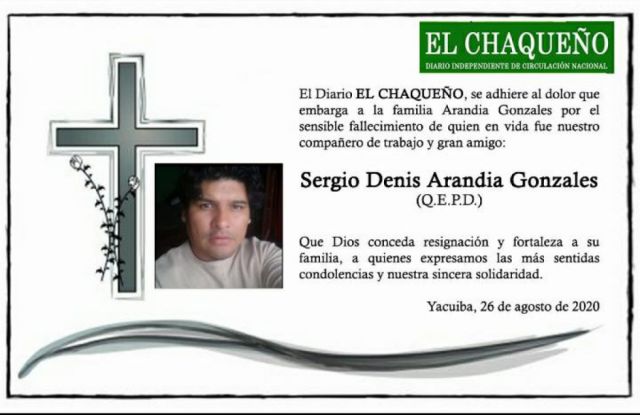 Muere trabajador de la prensa por Covid en Tarija