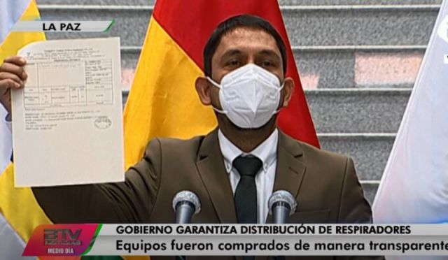 Gobierno pagó más de $us 33 mil por respiradores que cuestan $us 18 mil en fábrica