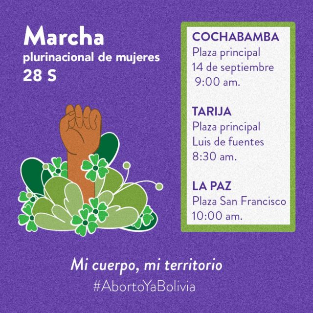 Colectivos en Tarija se suman, mujeres convocan a marcha por la despenalización del aborto