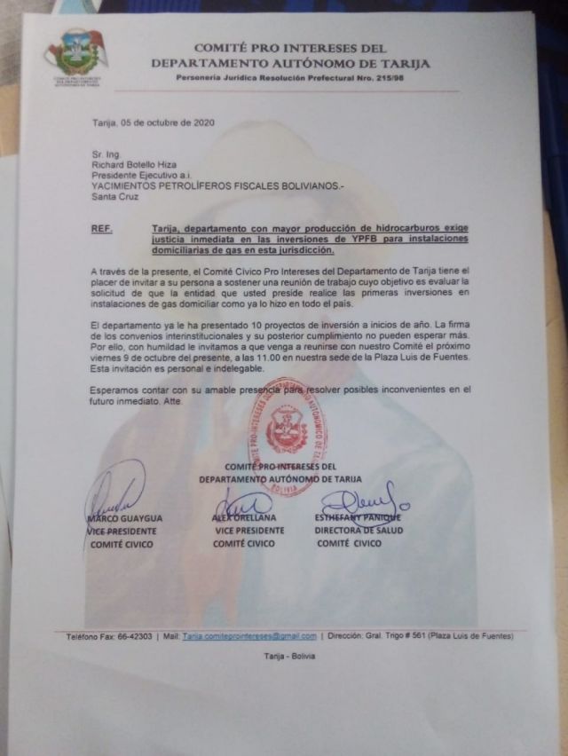 Cívicos piden a YPFB conexiones de gas domiciliar