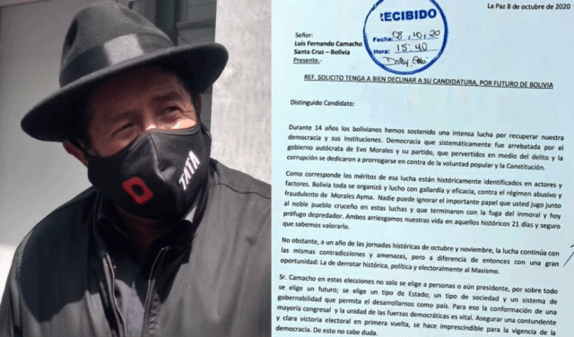 “Tata” Quispe pide a Camacho renunciar a su candidatura: “la democracia y el futuro se lo reconocerán”