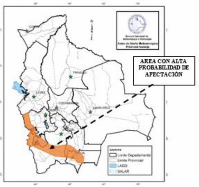 Senamhi emite alerta naranja por lluvias en Tarija y otros 3 departamentos