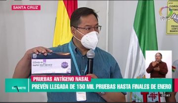 Las primeras 40.000 pruebas de antígeno nasal para detección rápida del COVID-19 llegaron a Bolivia