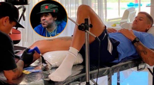 ¿Guiño para Boca?, Marcos Rojo se tatuó a Diego Armando Maradona