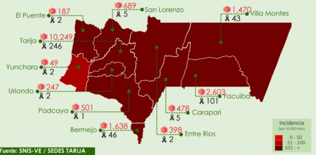 Tarija registró 39 nuevos casos de Covid-19