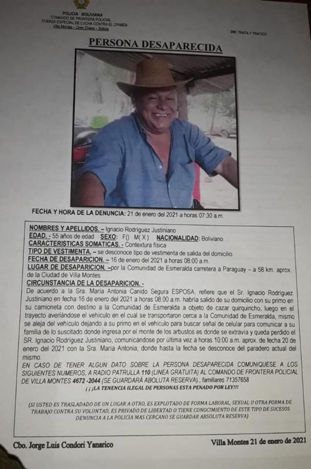 Ignacio estuvo perdido siete días en el Chaco tarijeño, lo encontraron con vida