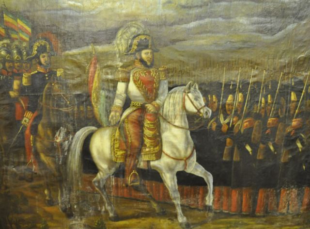 Pintura ecuestre del mariscal José Ballivián Fuente: Este óleo se encuentra resguardado en el museo del Regimiento  4 de Caballería Ingavi, acantonado en la ciudad de El Alto.