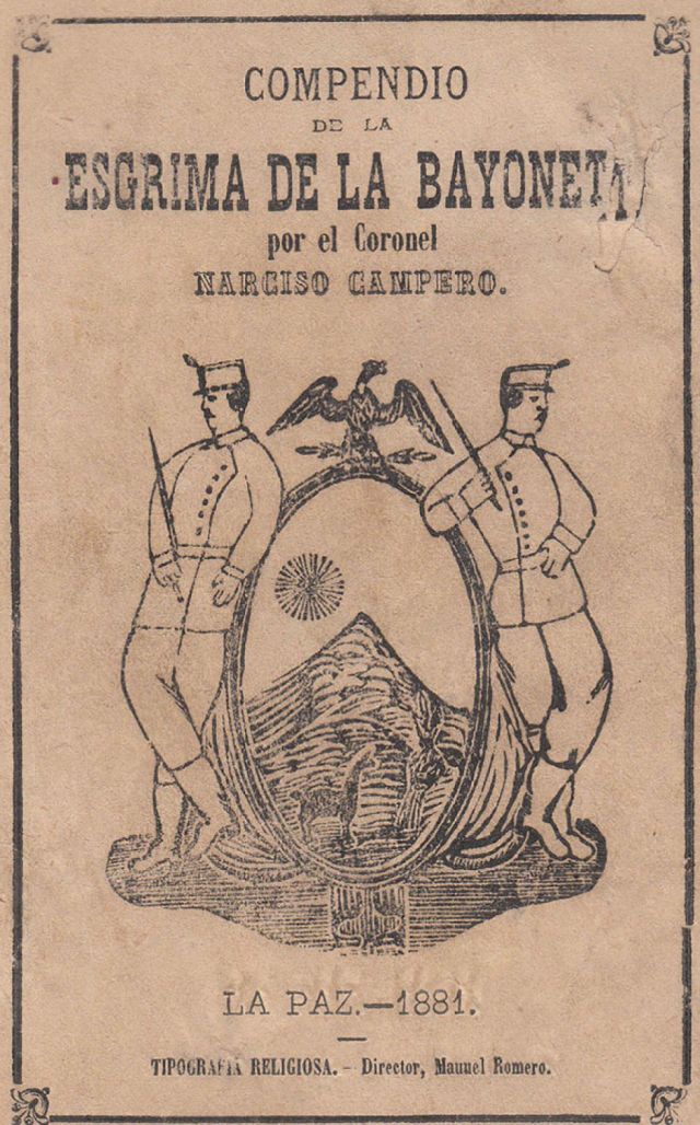 Portada del folleto “Compendio de la Esgrima de la Bayoneta” Fuente: Fotografía de José Pradel.