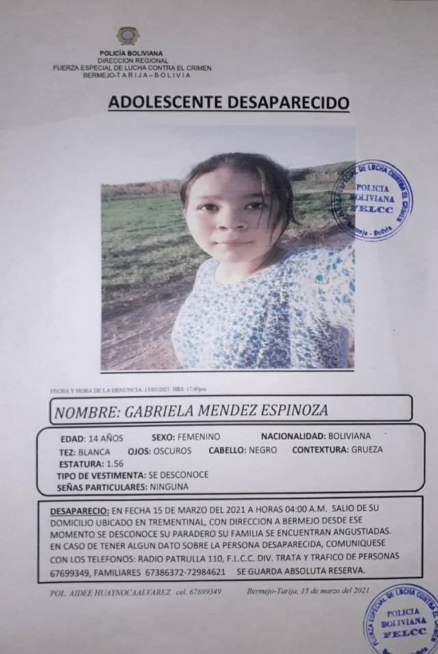 Tras muerte de Felipe, reportan menor desaparecida en Bermejo