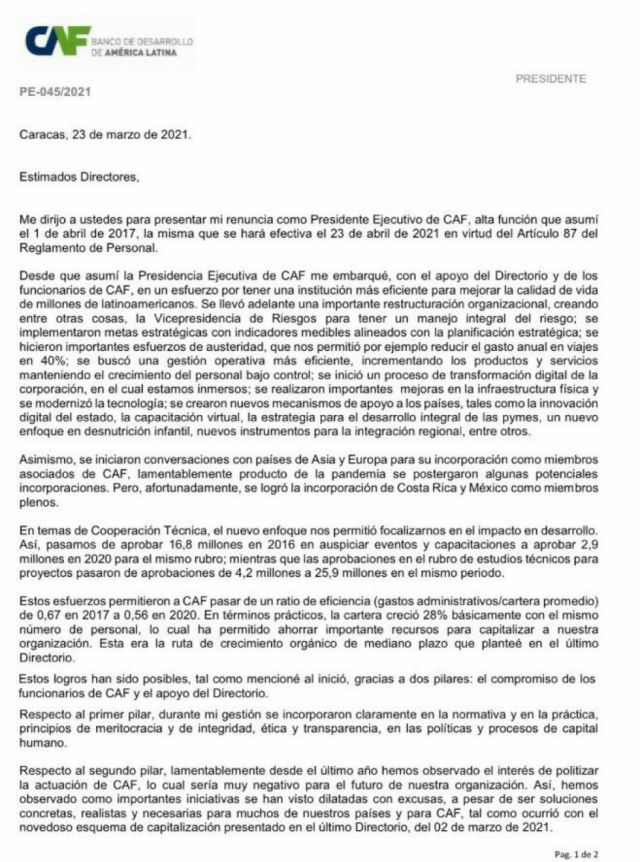 Presidente del CAF Luis Carranza renuncia a su cargo tras denuncias de acoso y abuso de poder