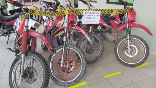 Tarija: Diprove recuperó en Padcaya 4 motocicletas