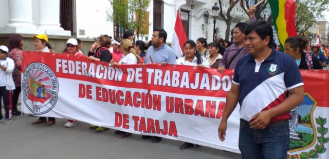 Maestros alistan marcha y huelga de  hambre en Tarija