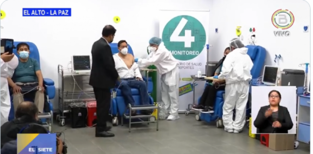 Presidente Arce recibe la primera dosis de la vacuna contra el coronavirus