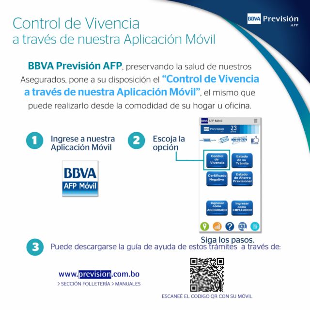 BBVA Previsión AFP pone a disposición el "Contorl de Vivencia a través de su aplicación móvil"