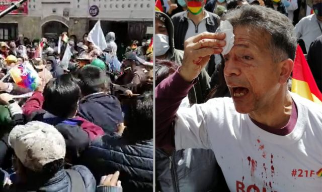 Agresiones en protestas a favor y en contra Áñez